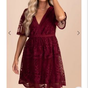 Light My Fire Wine Purple Lace Dress